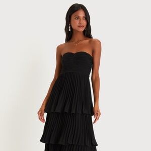 Lulus Seriously Sensational Black Strapless Tiered Maxi Dress - Size XL